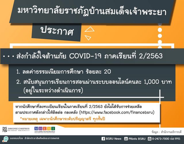 [ข่าวประกาศ] – ส่งกำลังใจต้านภัย COVID-19 ภาคเรียนที่ 2/2563